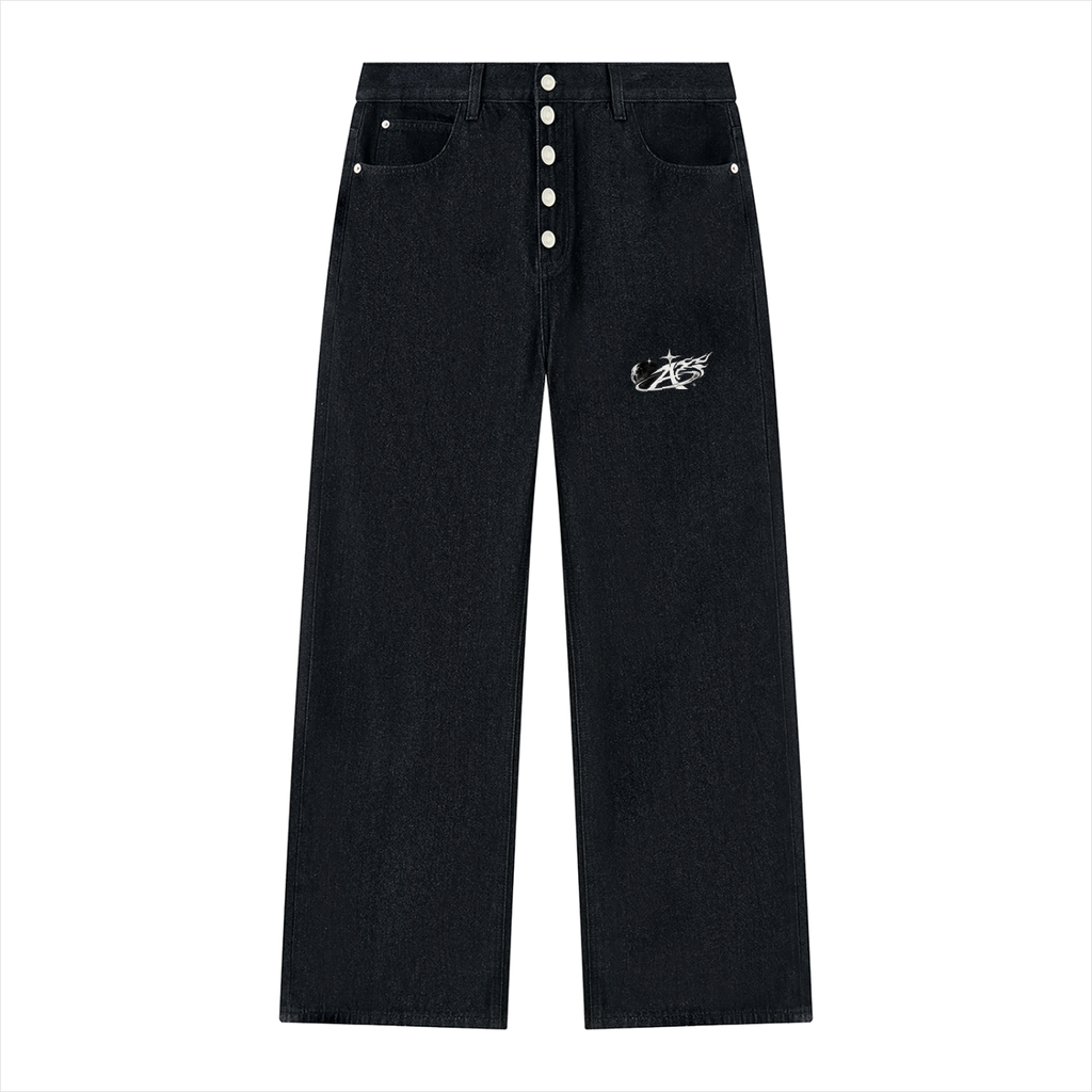 Vintage Wash Wide Leg Denim Jeans