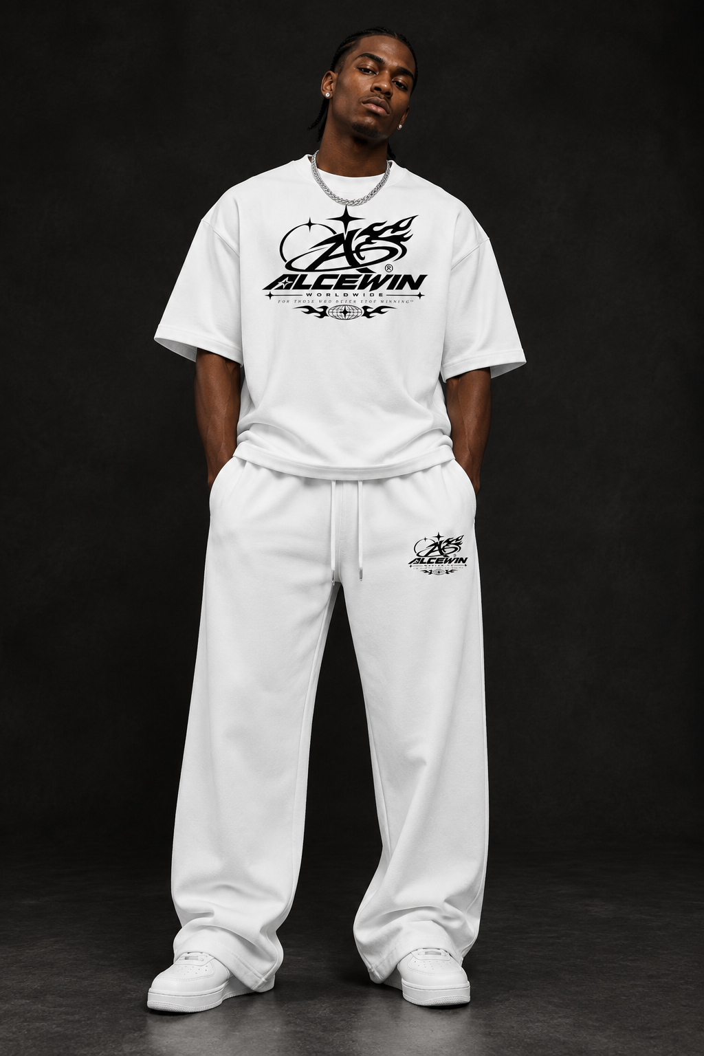 Alce Win Mier Pants + Logo T-Shirt on Black male model