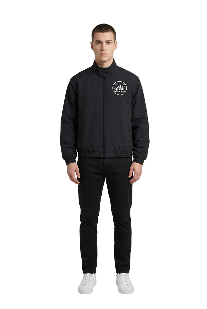 Brimeti Bomber Jacket on a male model, plain studio shot