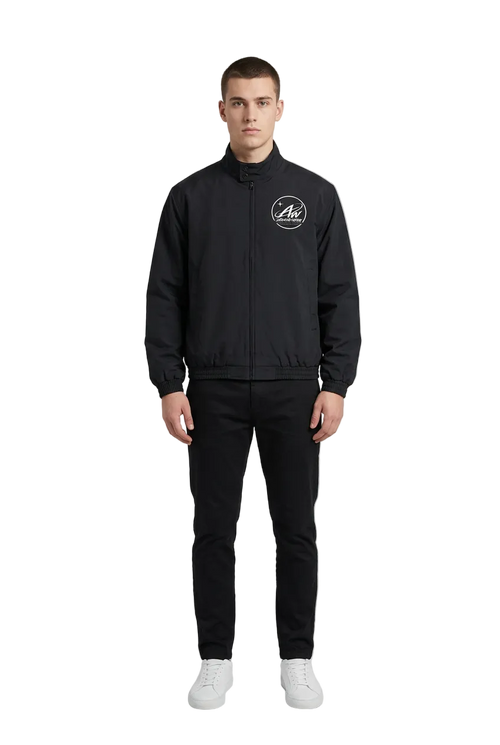 Brimeti Bomber Jacket on a male model, plain studio shot