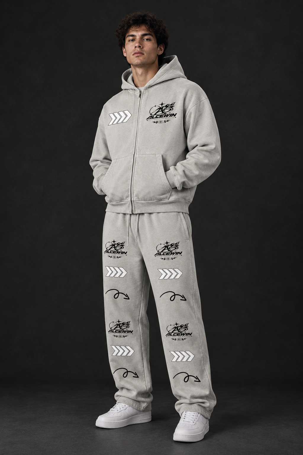 Male model wearing the Pure Attention Hoodie and Sweatpants