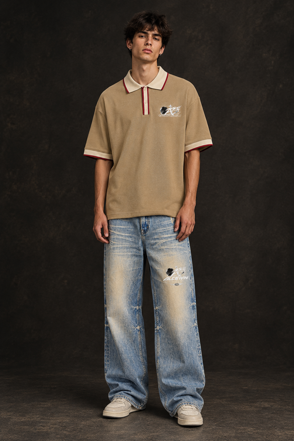 Vintage Hem Denim + Win Dynasty Polo on Male Model