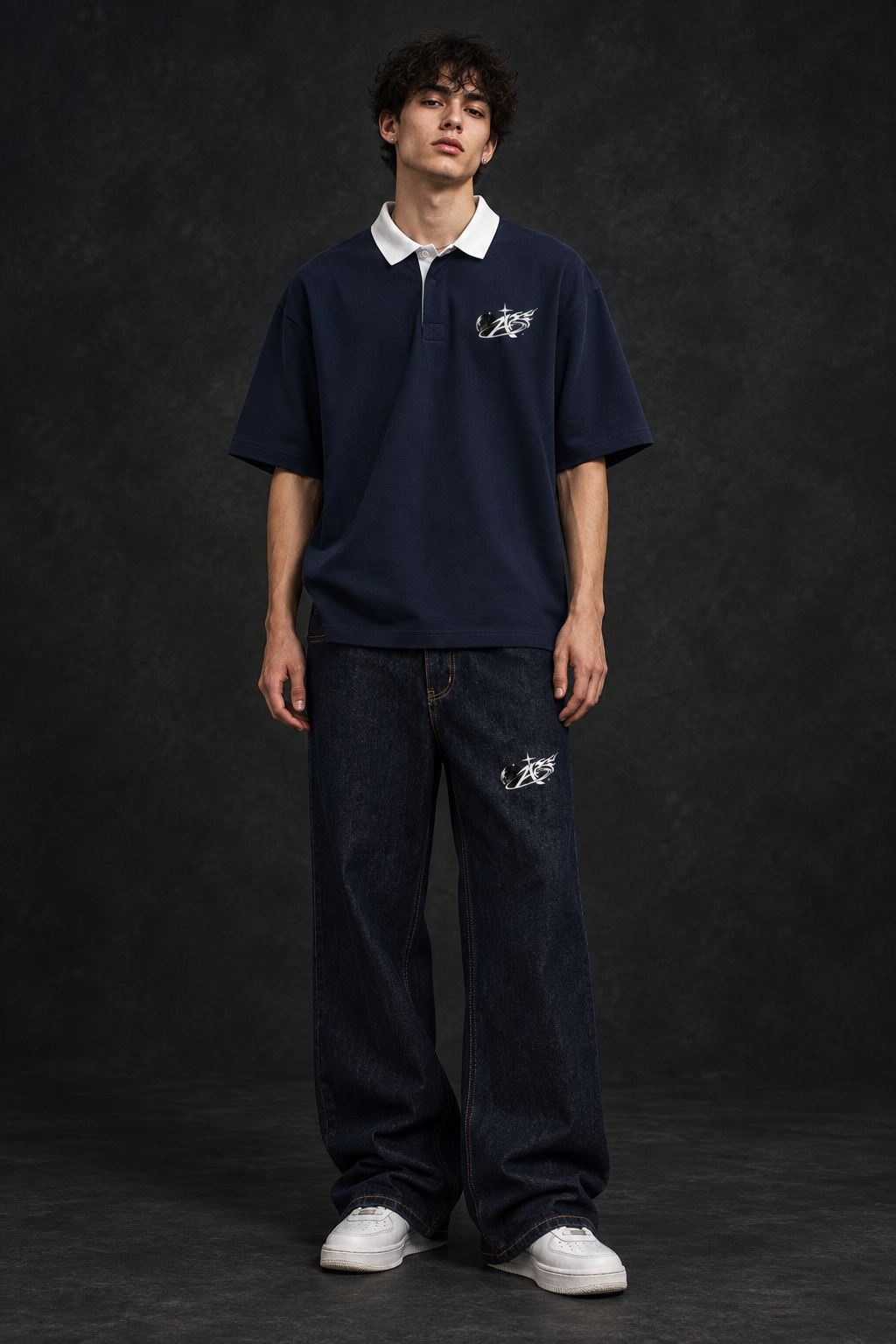Win Dynasty Polo + Vintage Wash Denim - Hands at Sides